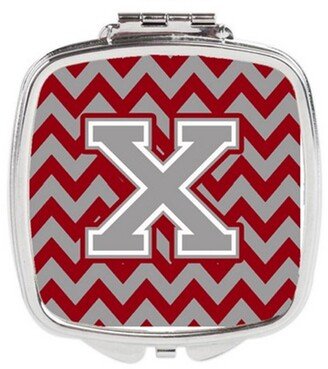 CJ1043-XSCM Letter X Chevron Crimson & Grey Compact Mirror