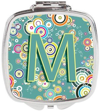 CJ2015-MSCM Letter M Circle Circle Teal Initial Alphabet Compact Mirror