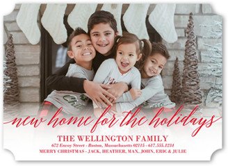 Moving Announcements: Script Holiday Home Moving Announcement, White, Matte, Signature Smooth Cardstock, Ticket