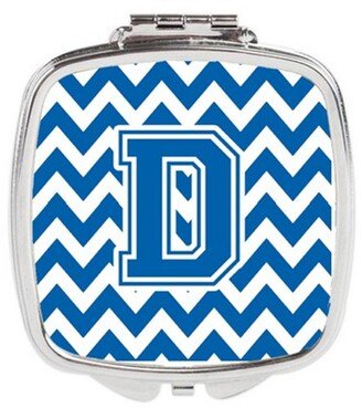 CJ1056-DSCM Letter D Chevron Blue & White Compact Mirror