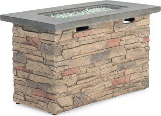 Sego Lily Sage Steel Outdoor Patio Stone Fire Table - Gray