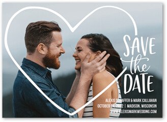 Save The Date Cards: Heart Frame Save The Date, White, 5X7, Matte, Signature Smooth Cardstock, Square