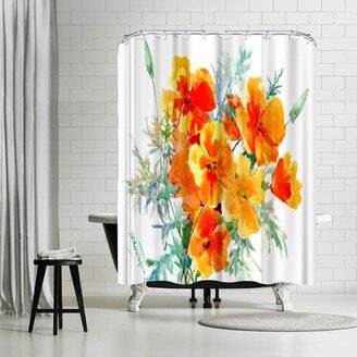 71 x 74 Shower Curtain, California Poppies by Suren Nersisyan