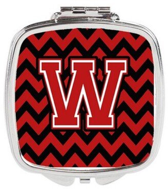 CJ1047-WSCM Letter W Chevron Black & Red Compact Mirror