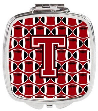 CJ1073-TSCM Letter T Football Red, Black & White Compact Mirror