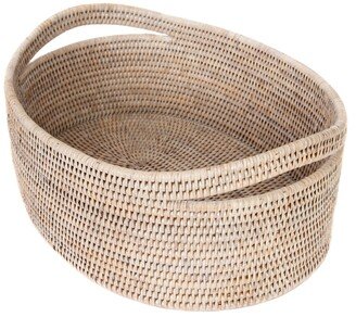 Artifacts Rattan Oval Basket with Cutout Handles