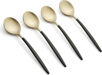 Gaze Two Tone Black-Gold Satin Demi Spoon Set, 4 Piece