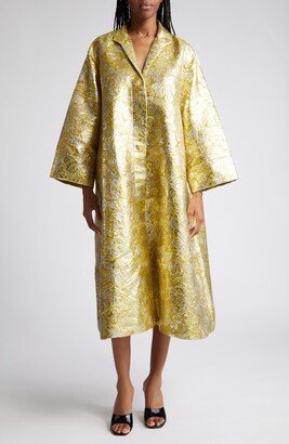 Floral Embroidered Metallic Caftan