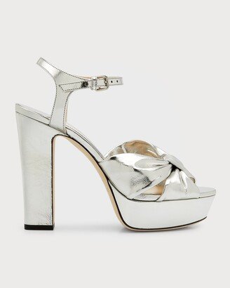 Heloise Metallic Ankle-Strap Platform Sandals-AB