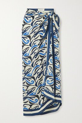 Printed Silk Pareo - Blue