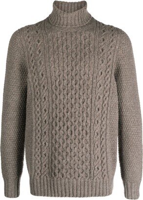 roll-neck Aran-knit jumper