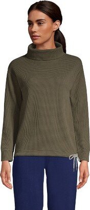 Women's Long Sleeve Waffle Funnel Neck Top - Large - Forest Moss