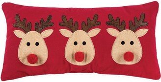 10 x 20 Reindeer Games Applique Christmas Holiday Throw Pillow