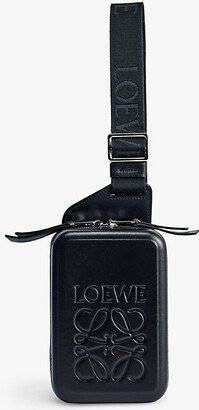 Black Moulded Sling Leather Cross-body bag