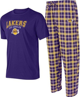 Men's College Concepts Purple, Gold Los Angeles Lakers Arctic T-shirt and Pajama Pants Sleep Set - Purple, Gold