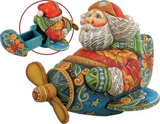 G.DeBrekht Surprise Box Aviator Santa Figurine