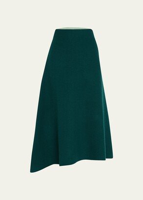 Asymmetric Reversible Wool Midi Skirt-AA