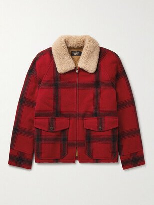 Shearling-Trimmed Padded Checked Wool Jacket