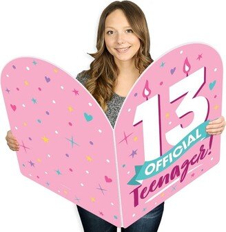 Big Dot of Happiness Girl 13th Birthday - Happy Birthday Giant Greeting Card - Big Shaped Jumborific Card