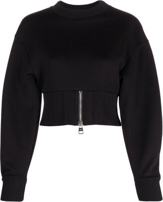 Cocoon-Sleeve Zipped Sweatshirt