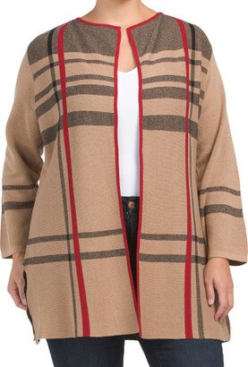 TJMAXX Plus Edge To Edge Plaid Cardigan Sweater For Women