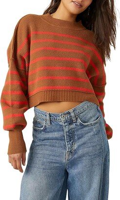 Stripe Easy Street Crop Pullover (Sahara Combo) Women's Clothing