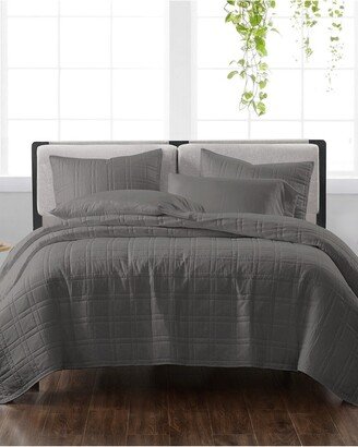 Solid Grey 3Pc Quilt Set