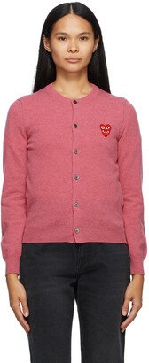 Pink Wool Layered Double Heart Cardigan