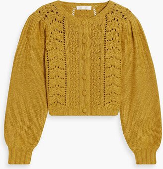 Cropped pointelle-knit cardigan