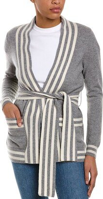 Striped Belt Cashmere Cardigan