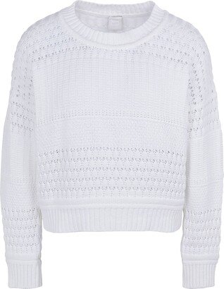 Cotton Crochet L/sleeve Crewneck Sweater Sweater White