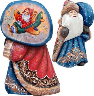 G.DeBrekht Woodcarved Hand Painted Air Planes Santa Figurine