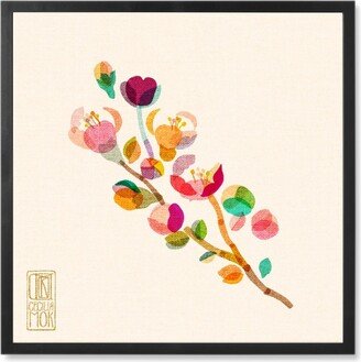 Photo Tiles: Quince Blossoms - Multi Bright Photo Tile, Black, Framed, 8X8, Multicolor