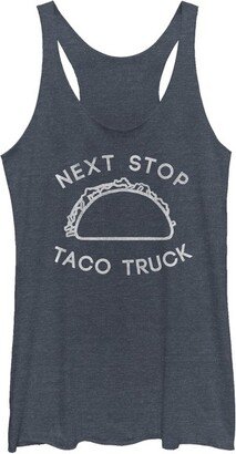 CHIN UP Apparel Women' CHIN UP Taco Truck Stop Racerback Tank Top - Navy Blue Heather - 2X Large