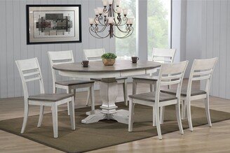 The Gray Barn Avalon 7-piece Transitional Dining Set in Ash and Stormy White