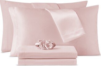 Sanders Microfiber 7-Pc. Sheet Set with Satin Pillowcases and Satin Hair-Tie, Full