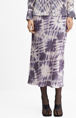 Women's Satin Tie-Dye Skirt - Light, Pastel Purple