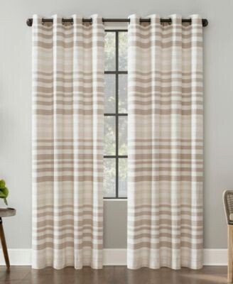 Scott Living Delta Tonal Stripe Cotton Semi Sheer Grommet Curtain Panel