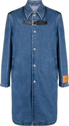 Logo-Patch Denim Midi Coat