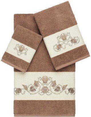 Bella 3-Piece Embellished Towel Set - Latte