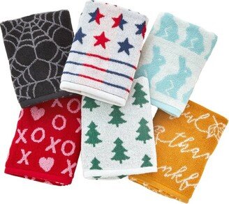 6pc Seasons Jacquard Hand Towel Set