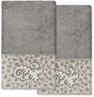 April Embellished Hand Towel - Set of 2 - Dark Gray