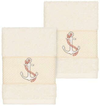 Easton Embellished Washcloth - Set of 2 - Cream