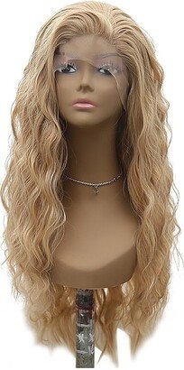 Unique Bargains Long Body Wave Lace Front Wigs for Women with Wig Cap 24 Blonde Synthetic Fibre 1PC