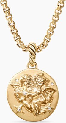 Gemini Amulet in 18K Yellow Gold with Diamonds Women's