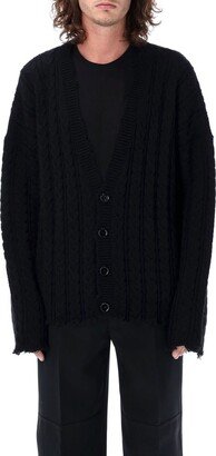 V-Neck Cable-Knit Buttoned Cardigan