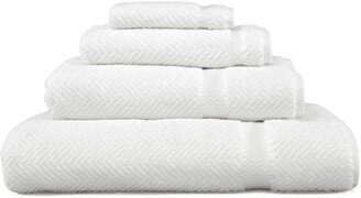 White Herringbone 4-Piece Towel Set