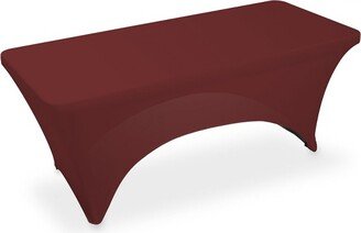 Lann's Linens 6' Fitted Tablecloths for 72 x 30 Rectangular Tables, Burgundy - Wedding, Banquet, Trade Show Polyester Cloth Fabric Cover