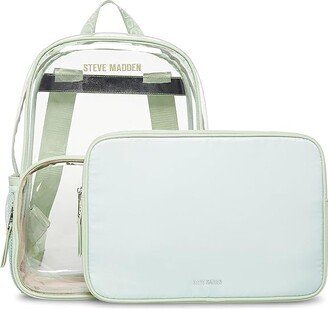 Clear Backpack w/ Tech Pouch (Beige Clear) Backpack Bags