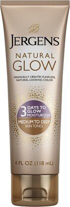 Jergens Natural Glow 3 Days To Glow Moisturizer, Self Tanner Lotion, Medium To Deep Sunless Tanner - 4 fl oz